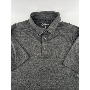 Quince Flowknit Ultra Soft Performance Polo Mens M Charcoal Gray Golf Stretch